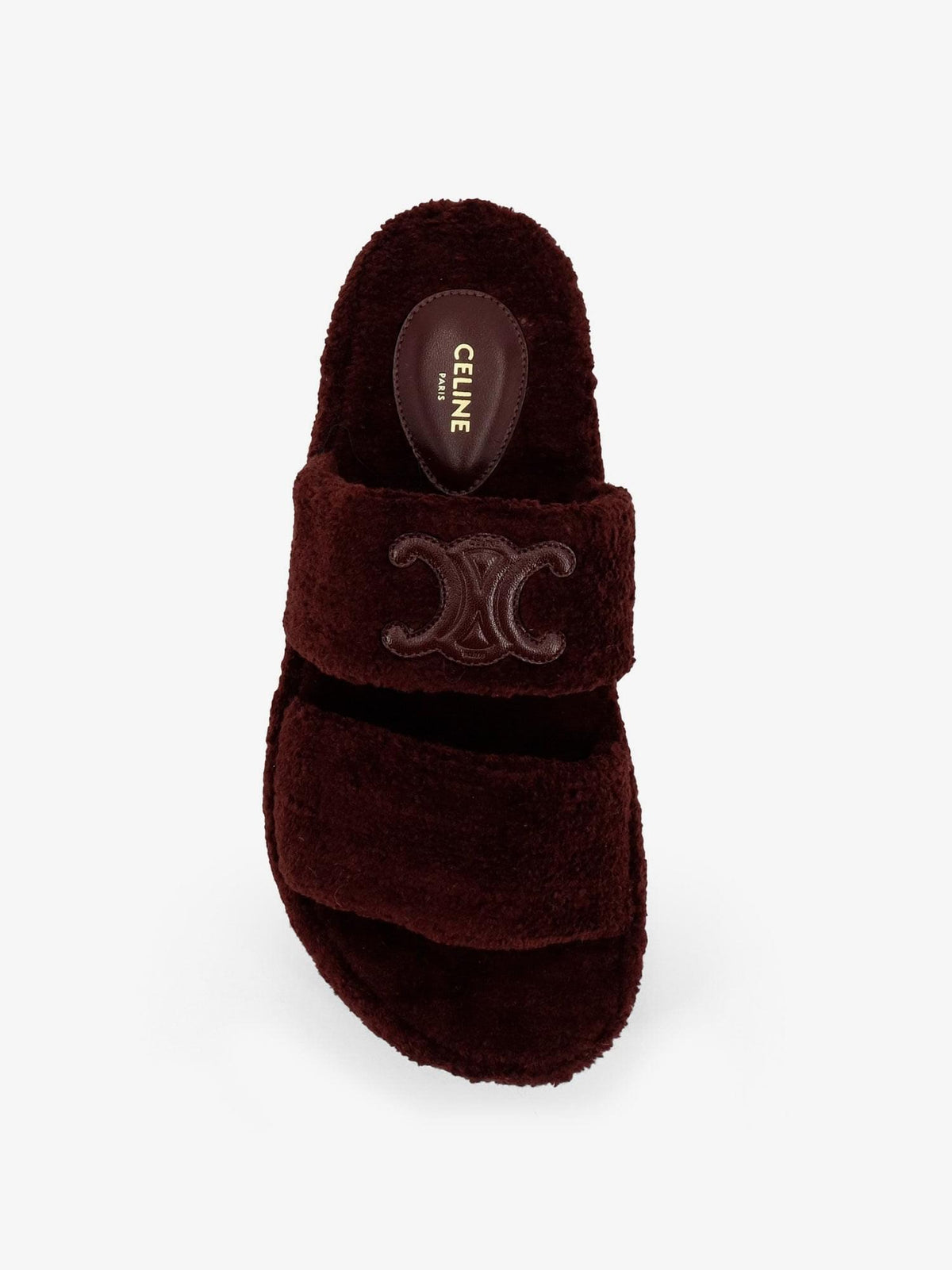 Celine Women Triomphe Fur Shearling Slides CELINE