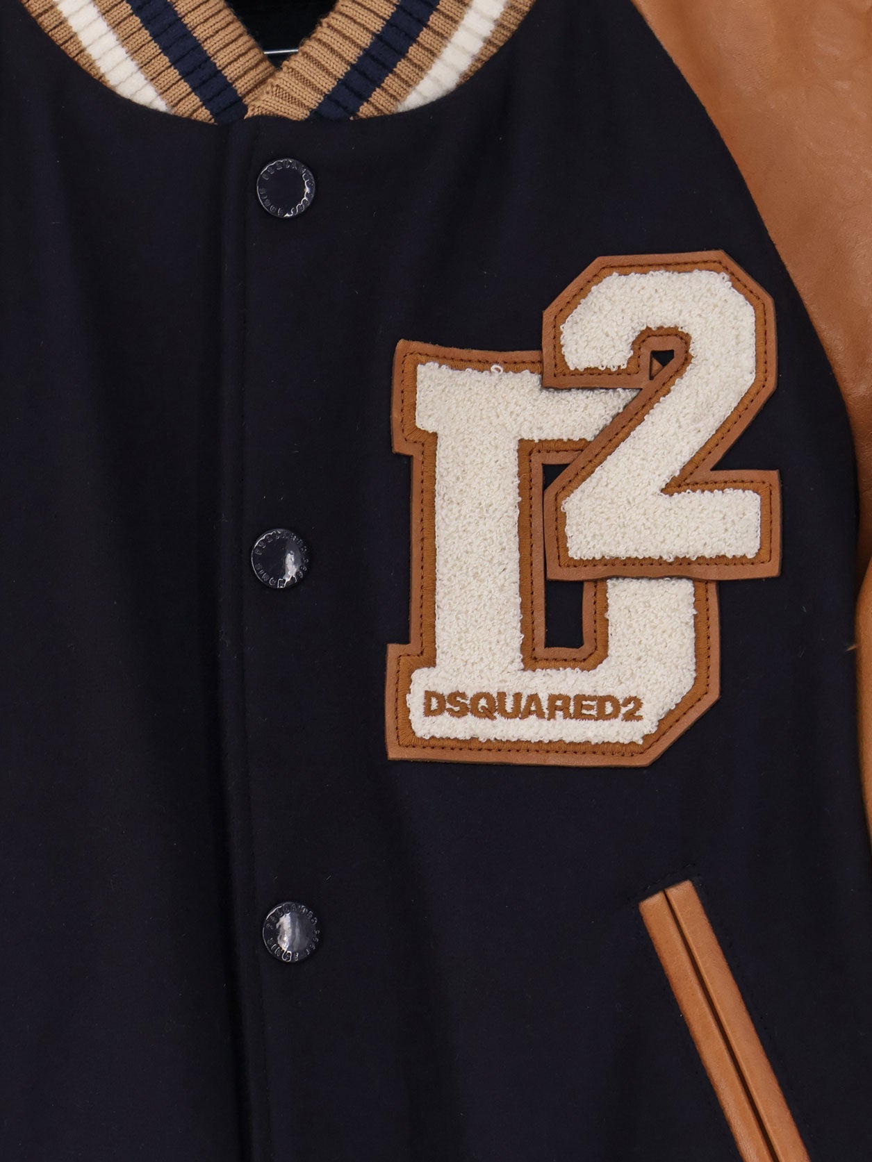 Dsquared2 Men D2 Varsity Wool And Leather Bomber DSQUARED2