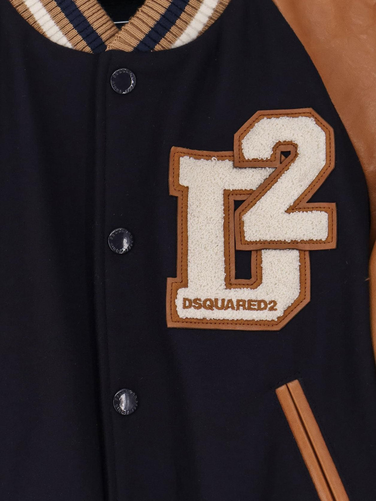 Dsquared2 Men D2 Varsity Wool And Leather Bomber DSQUARED2