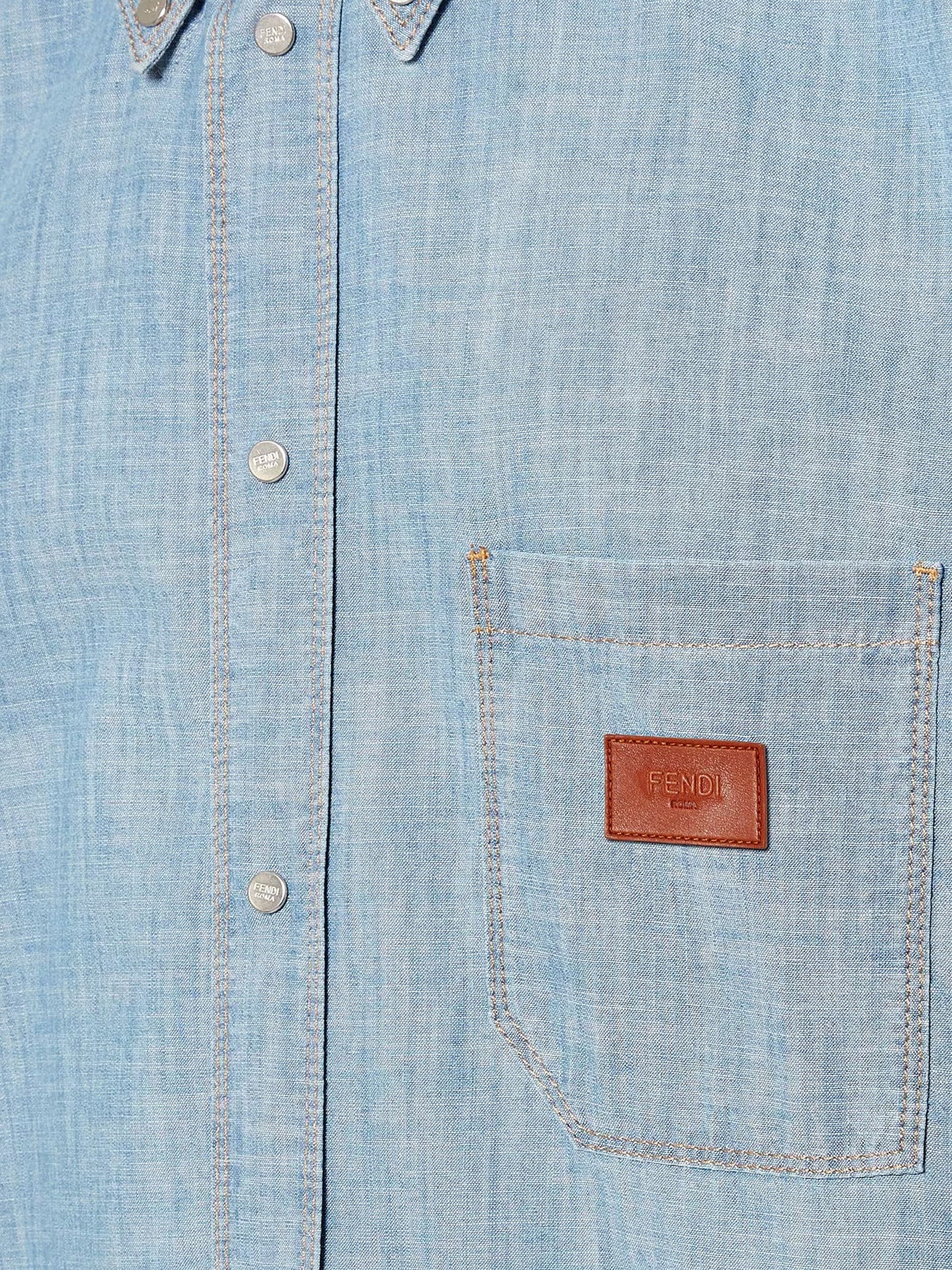 Fendi Men Cotton Shirt With Denim Effect FENDI