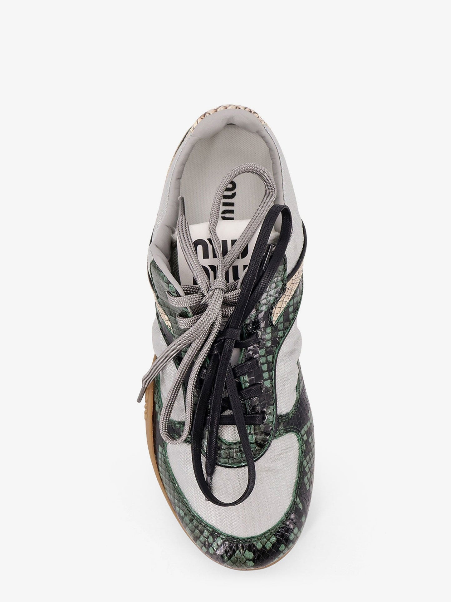Miu Miu Women Gymnasium Technical Fabric And Python-Print Aisley Sneakers MIU MIU