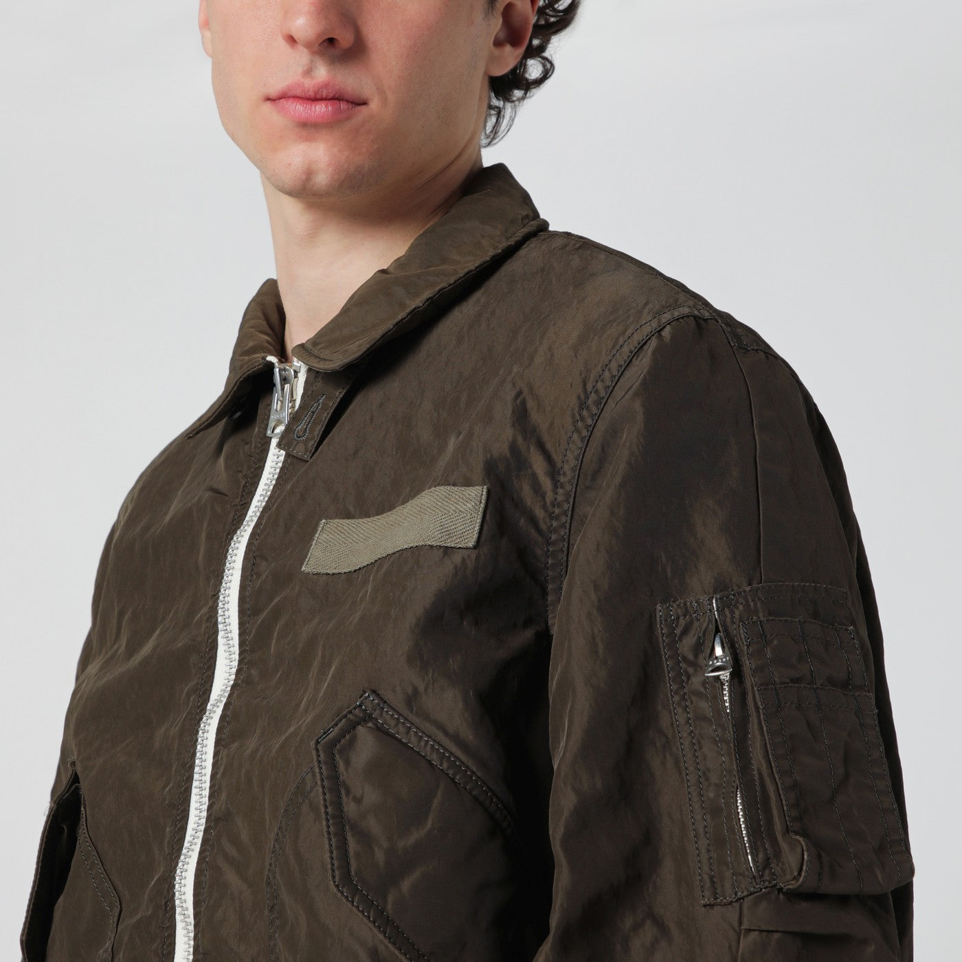 Sacai Khaki Green Nylon Jacket Men SACAI