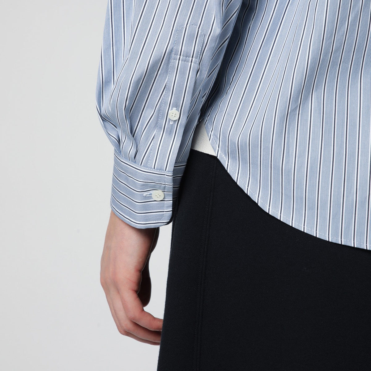 Sacai Light Blue Striped Cotton Shirt Men SACAI