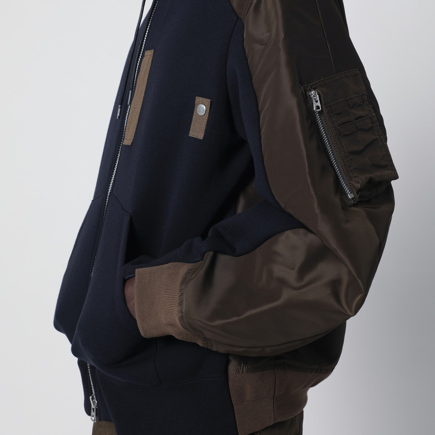 Sacai Navy/Kakhi Cotton-Blend Hoodie Men SACAI