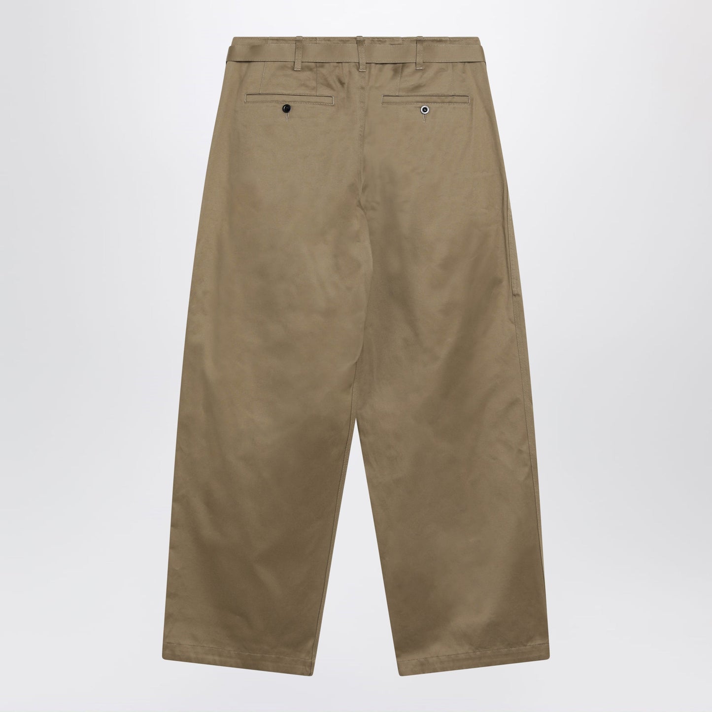Sacai Beige Cotton Twill Trousers With Belt Men SACAI