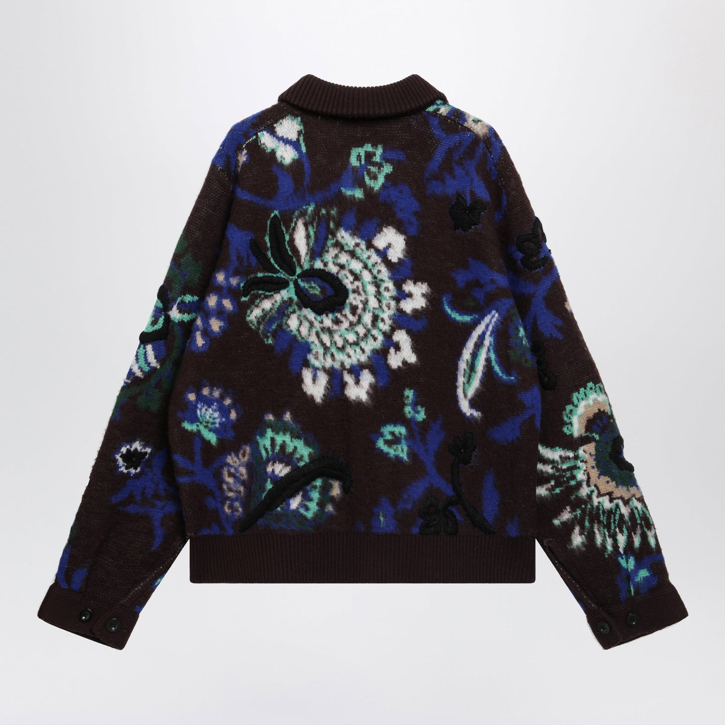 Sacai Brown Wool Jacket With Floral Pattern Men SACAI