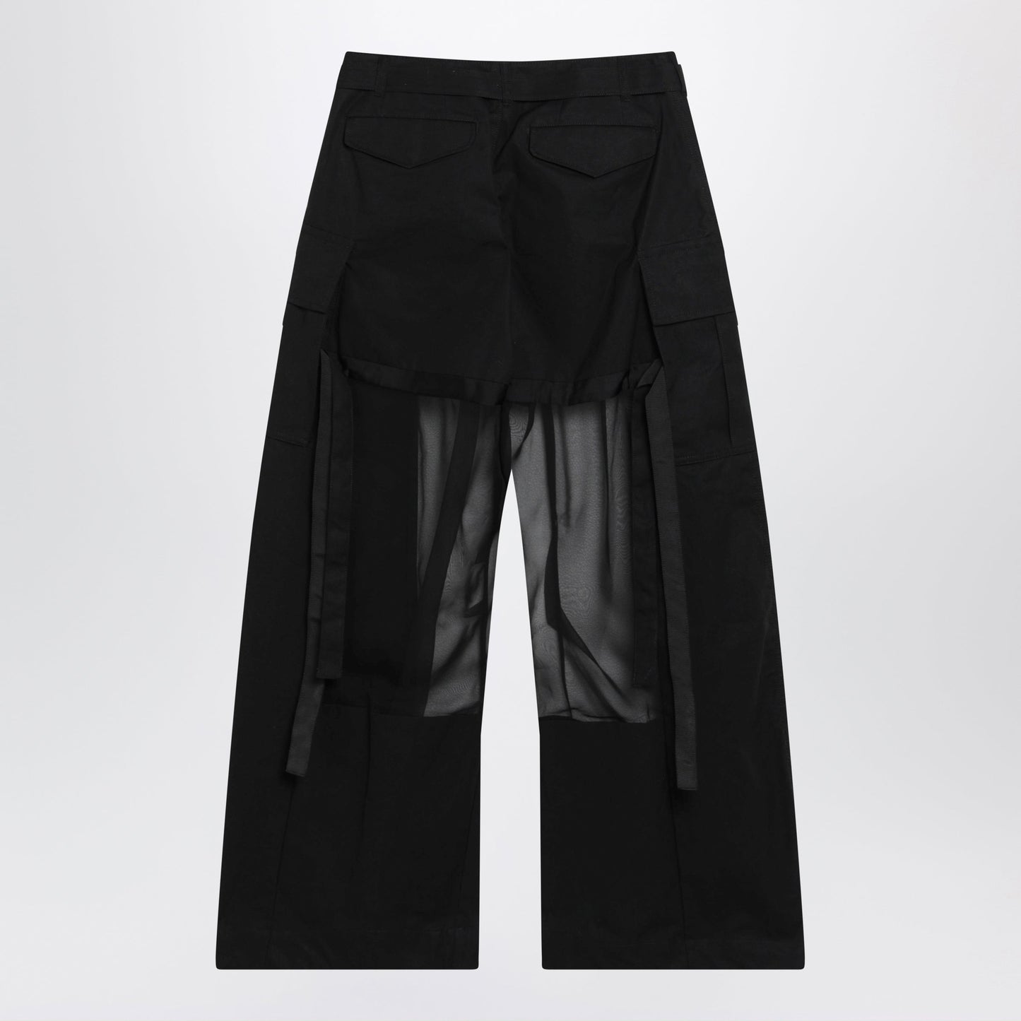 Sacai Black Cargo Trousers With Semi-Sheer Insert Women SACAI