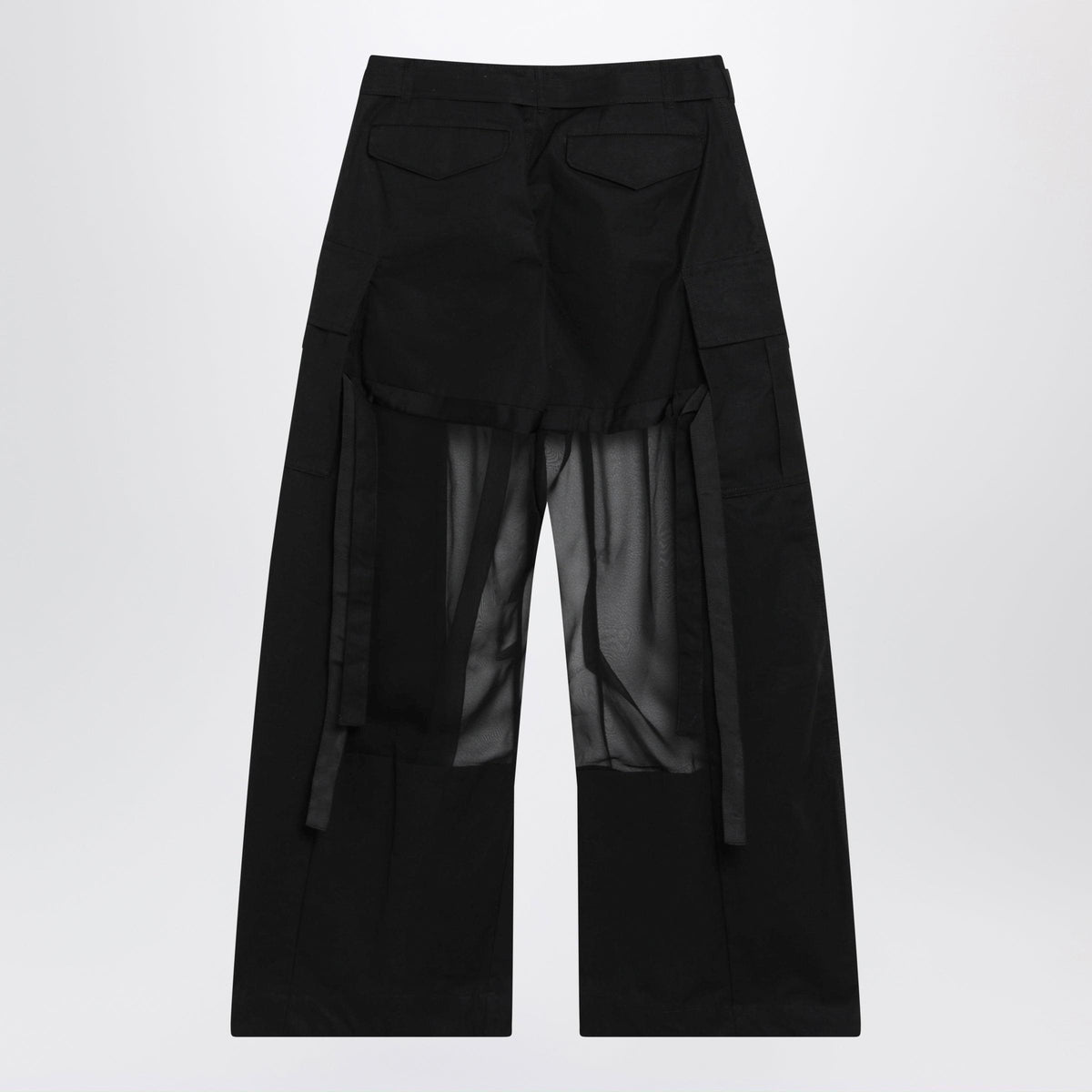 Sacai Black Cargo Trousers With Semi-Sheer Insert Women SACAI