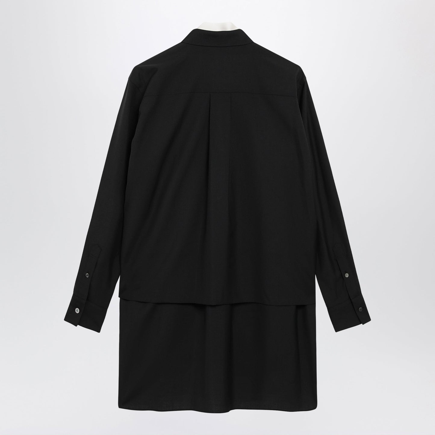 Sacai Black Wool-Blend Mini Shirt Dress Women SACAI