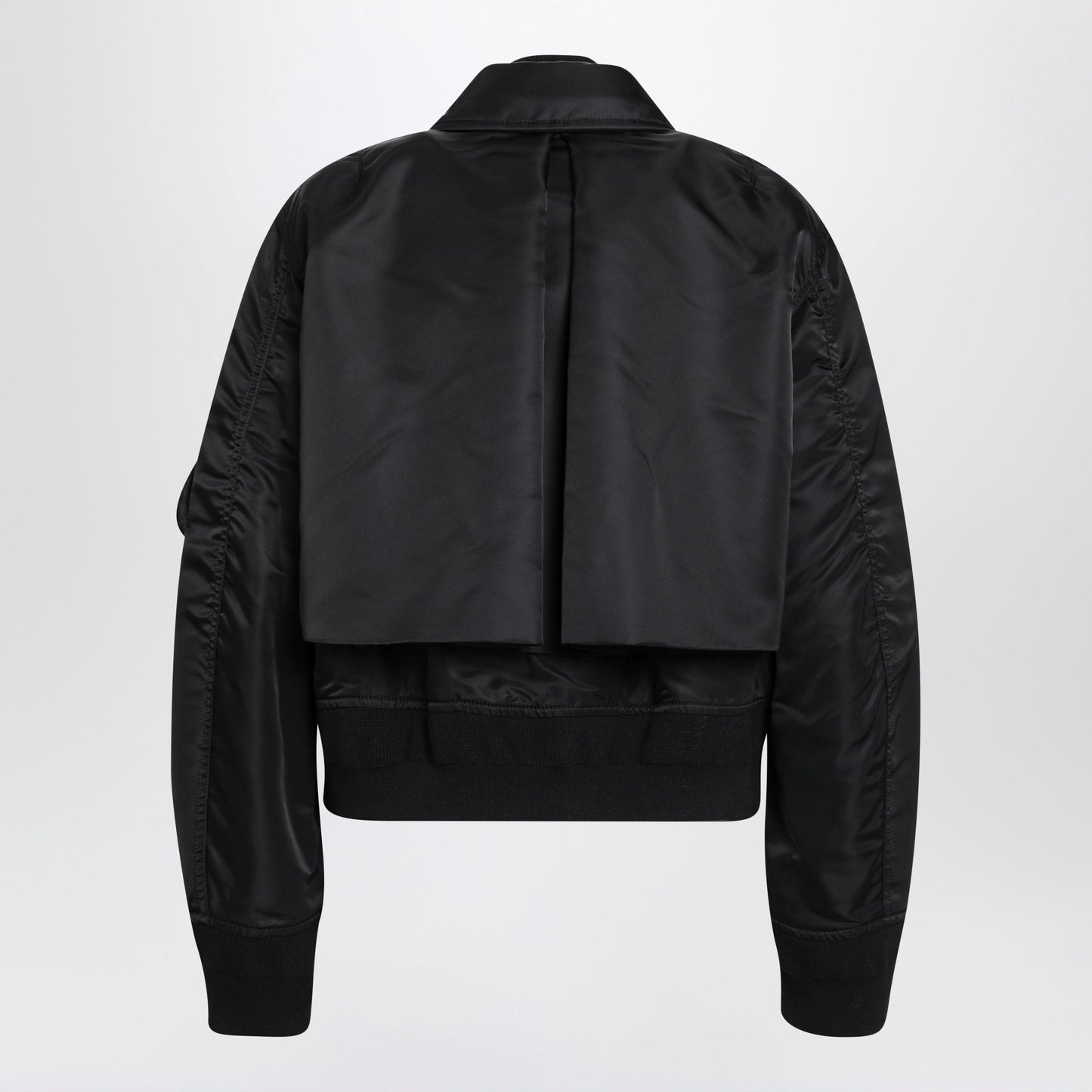 Sacai Black Satin-Effect Nylon Zip Bomber Jacket Women SACAI