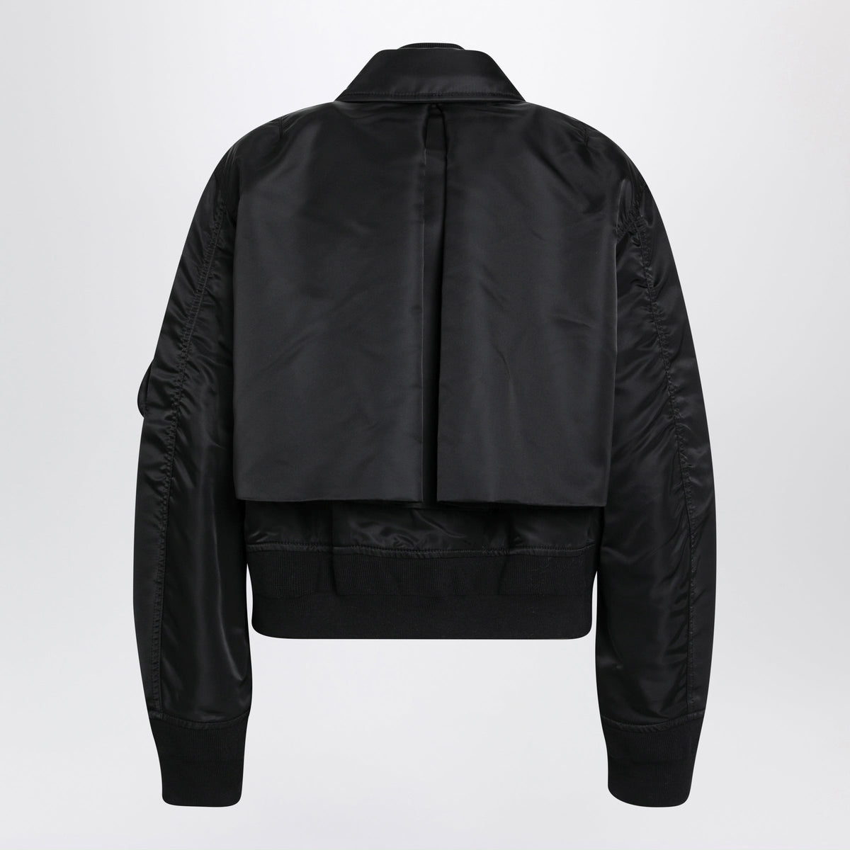 Sacai Black Satin-Effect Nylon Zip Bomber Jacket Women SACAI