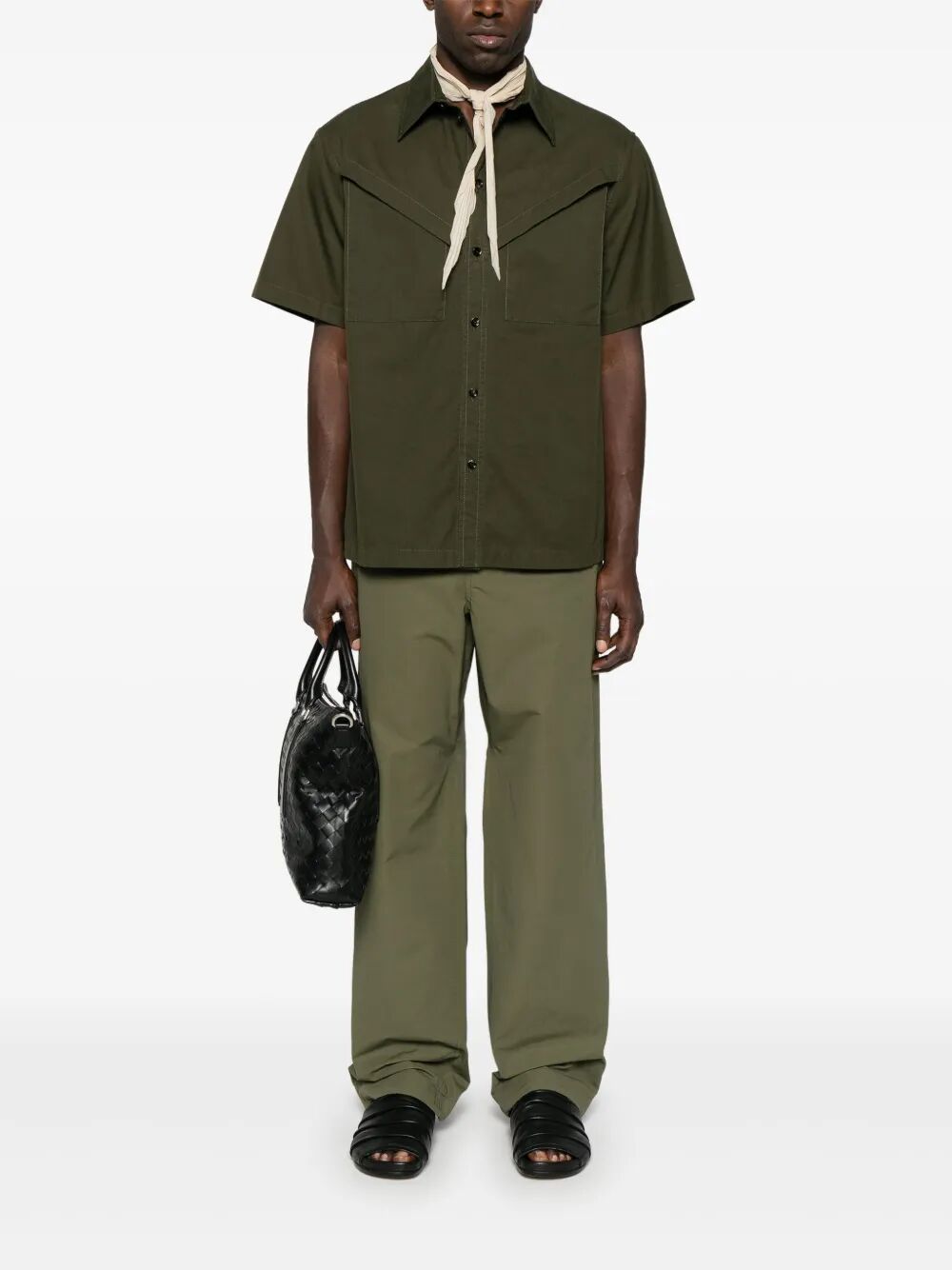 Bottega Veneta Men Light Cotton Twill Short Sleeved Shirt BOTTEGA VENETA