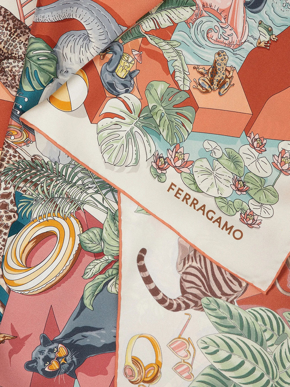 Ferragamo Women Jungle Party Print Silk Scarf FERRAGAMO