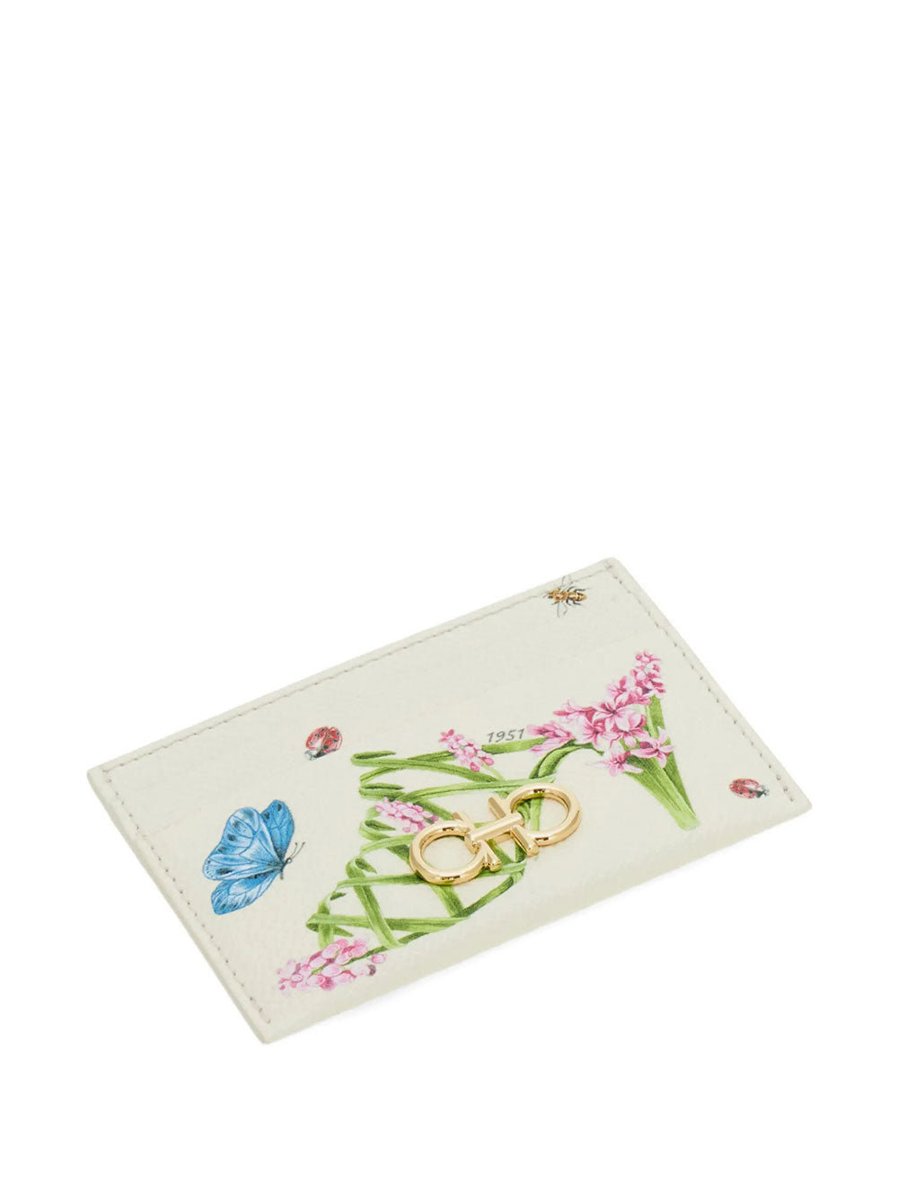 Ferragamo Women Gancini Card Holder With Floral Print FERRAGAMO
