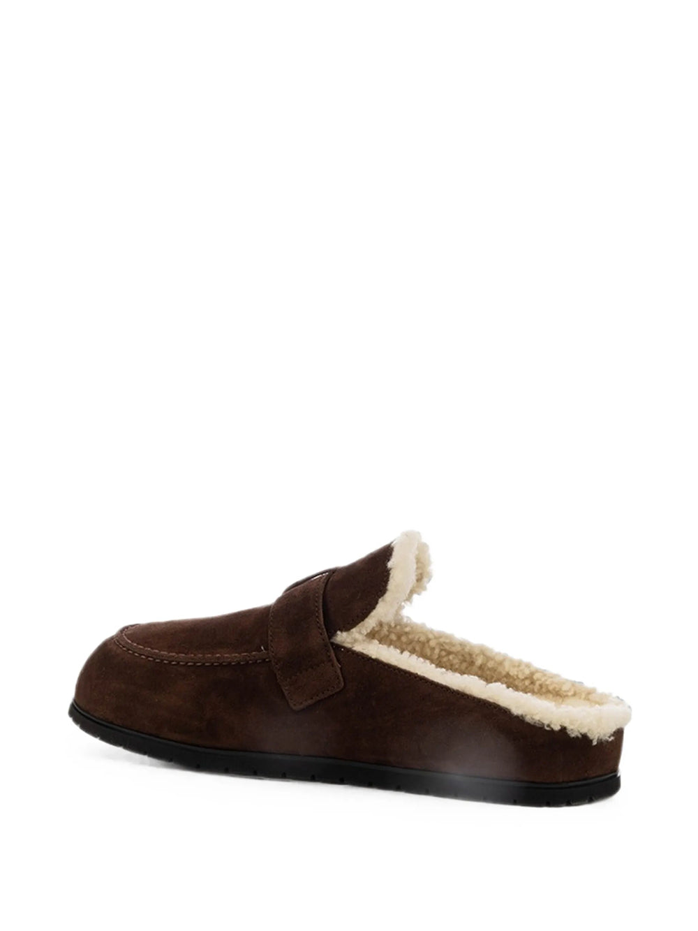 Prada Women Suede Slippers With Buckle And Sheepskin Lining PRADA
