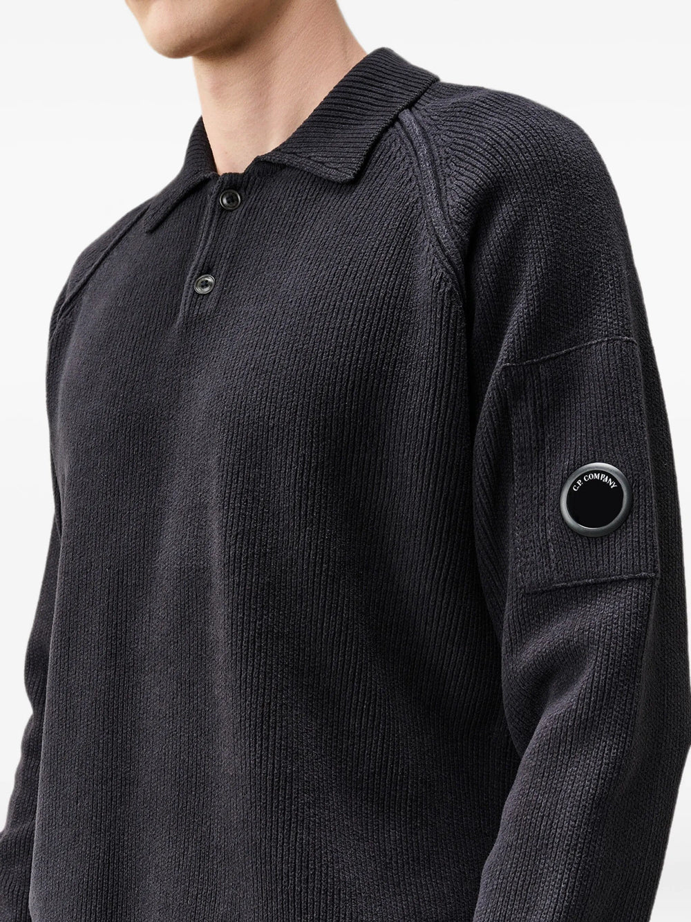 C.P. Company Men Lens-Detail Ribbed Polo Shirt C.P. COMPANY