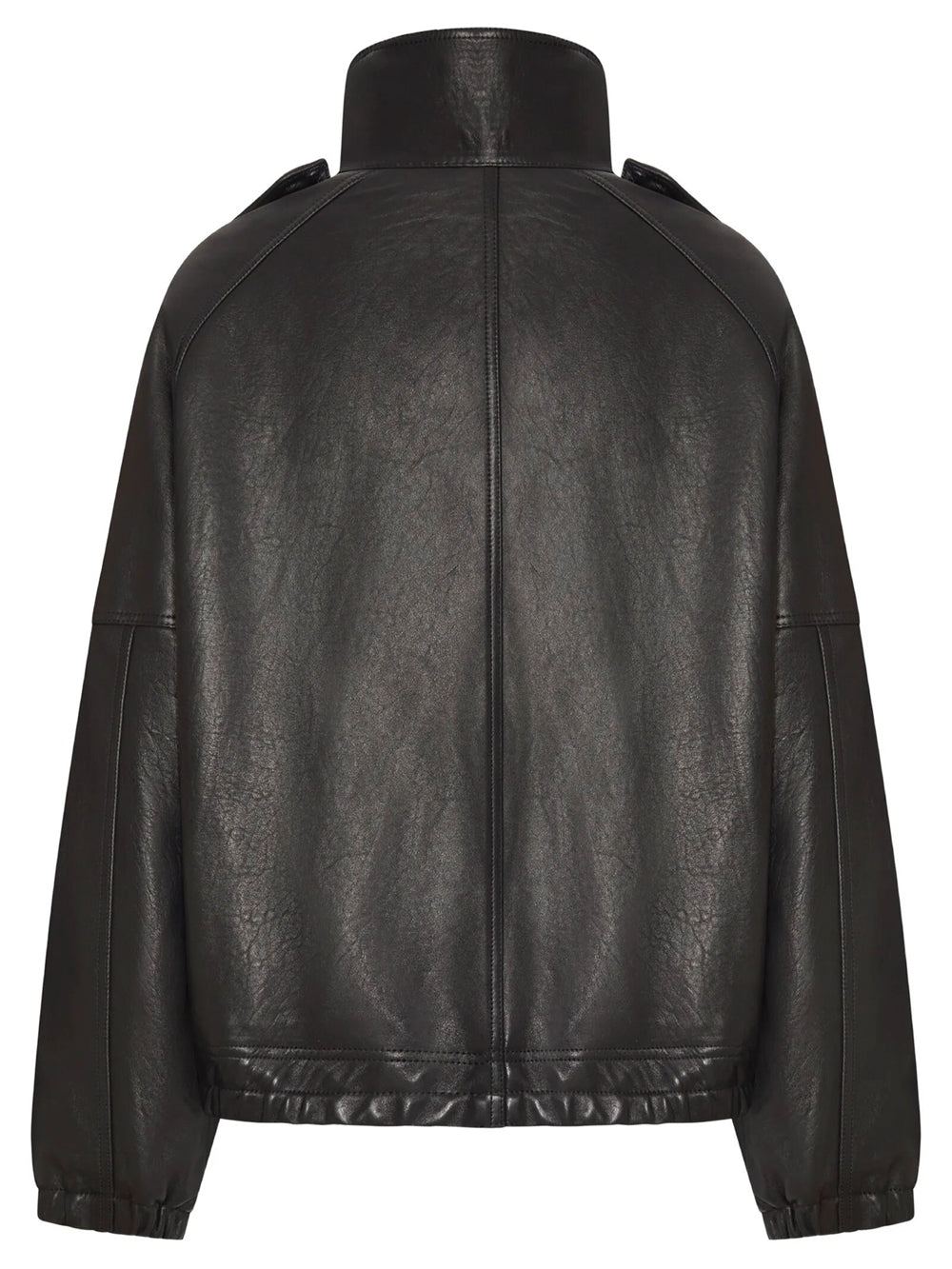 Saint Laurent Women High-Neck Oversized Leather Jacket