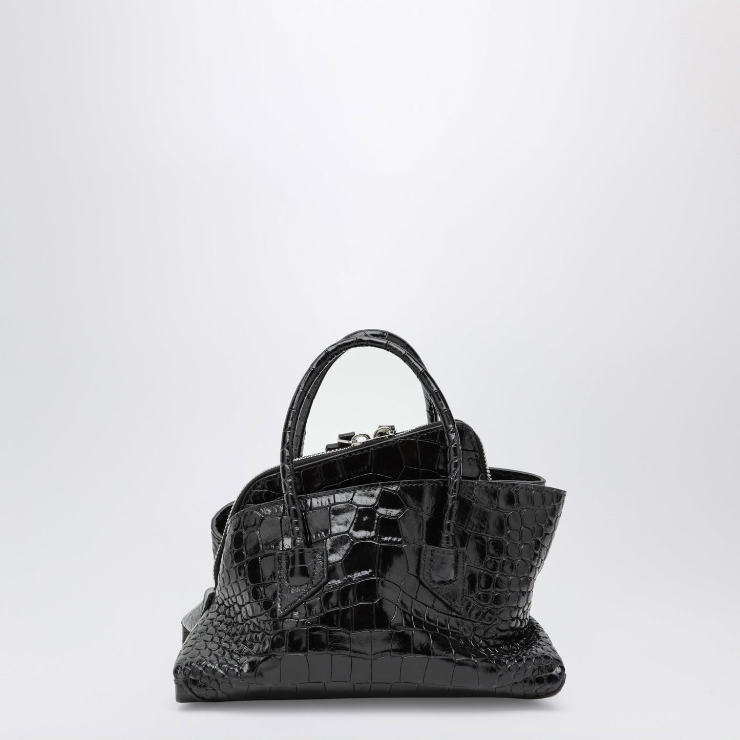 The Attico La Passeggiata Mini Black Crocodile-Print Leather Bag Women THE ATTICO