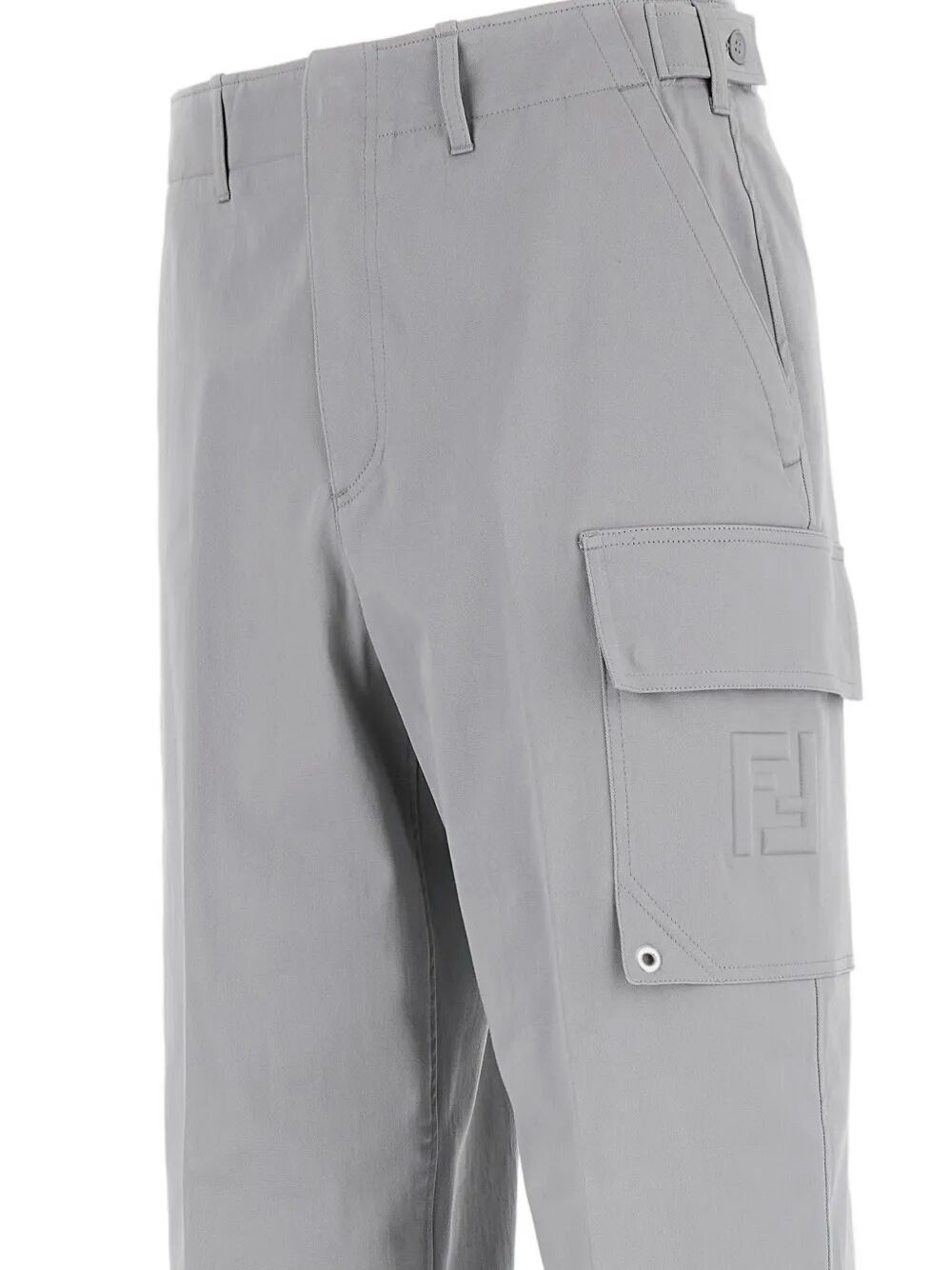 Fendi Men Gabardine Cargo Trousers With Large Patch Pocket FENDI