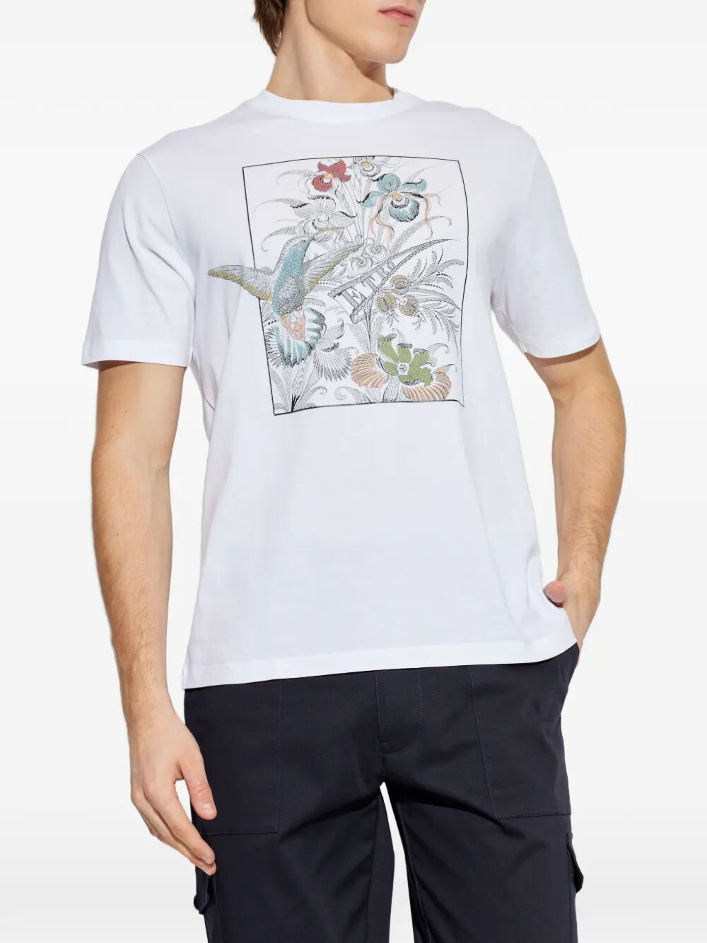 Etro Men Floral-Print Cotton T-Shirt ETRO