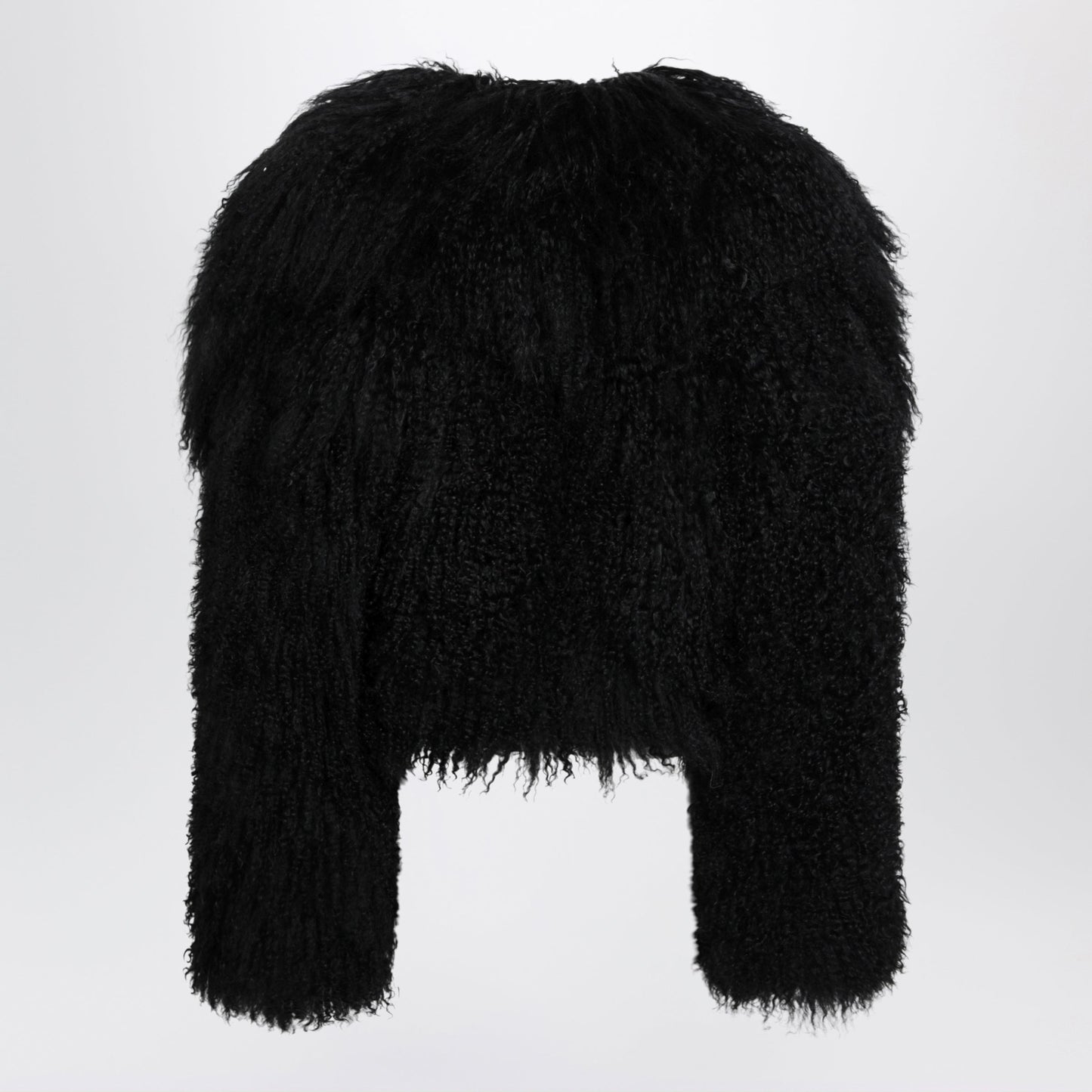 The Attico Cropped Bomber Jacket In Black Curly Shearling Women THE ATTICO