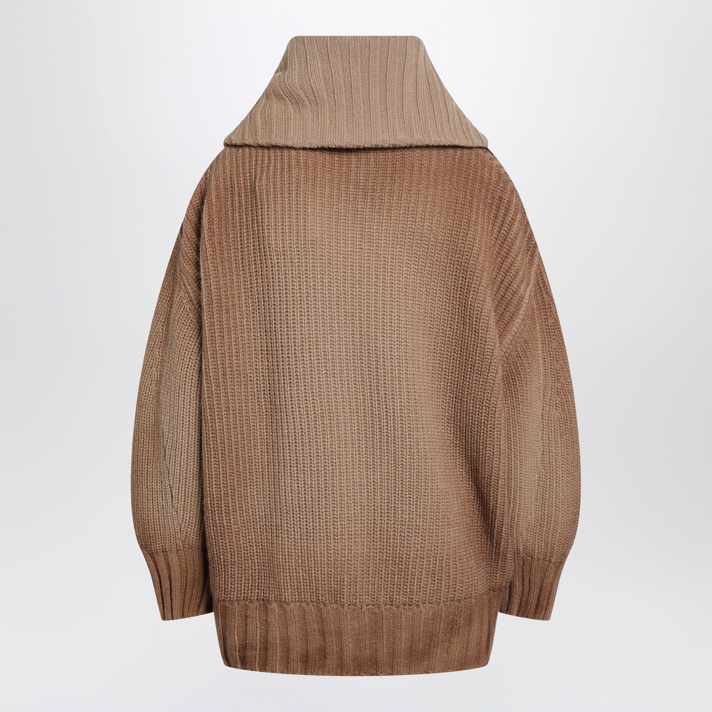 The Attico Camel Wool And Cashmere Sweater With Asymmetric Zip Women THE ATTICO