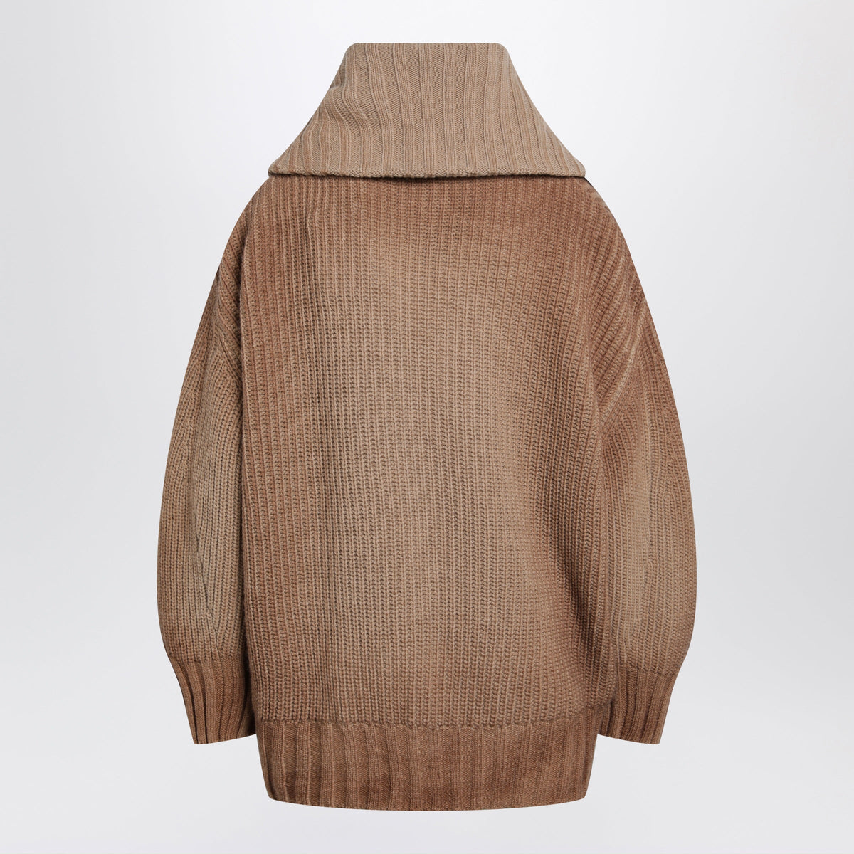 The Attico Camel Wool And Cashmere Sweater With Asymmetric Zip Women THE ATTICO