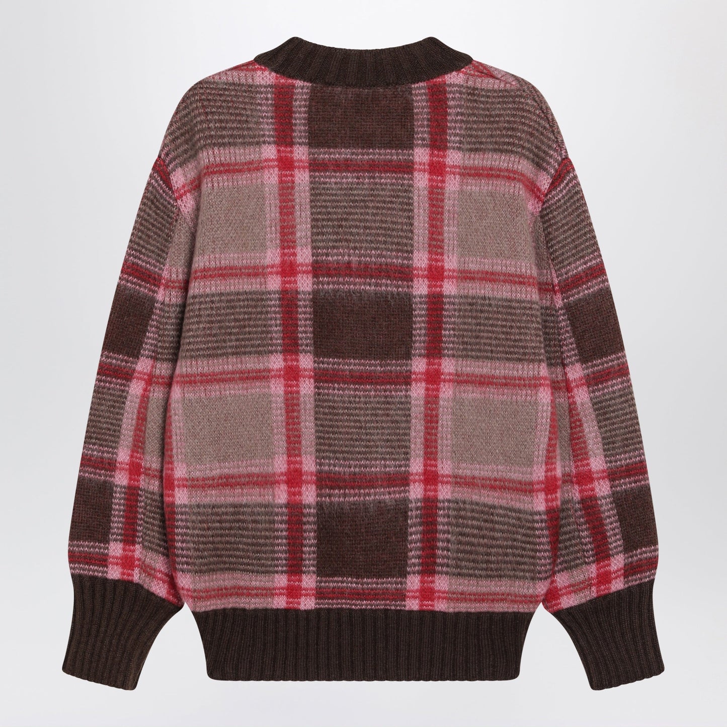 The Attico Mohair-Blend Sweater In Coffee/Pink Check Pattern Women THE ATTICO
