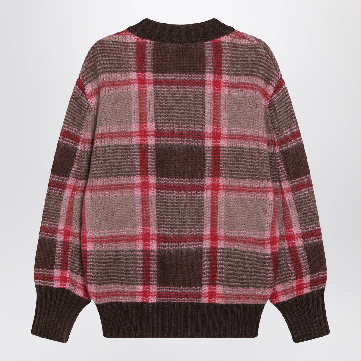 The Attico Mohair-Blend Sweater In Coffee/Pink Check Pattern Women THE ATTICO