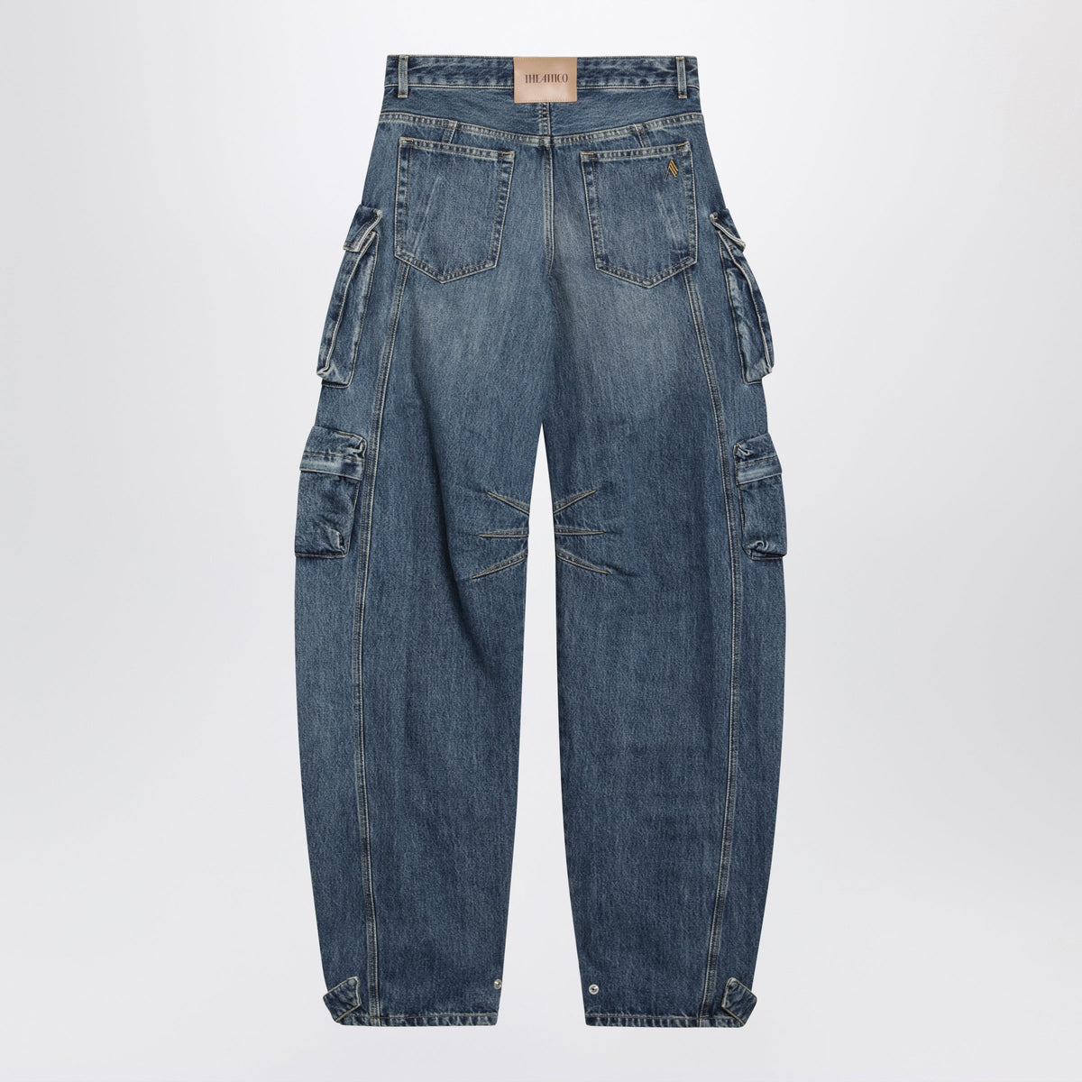 The Attico Fern Washed Blue Cargo Trousers Women