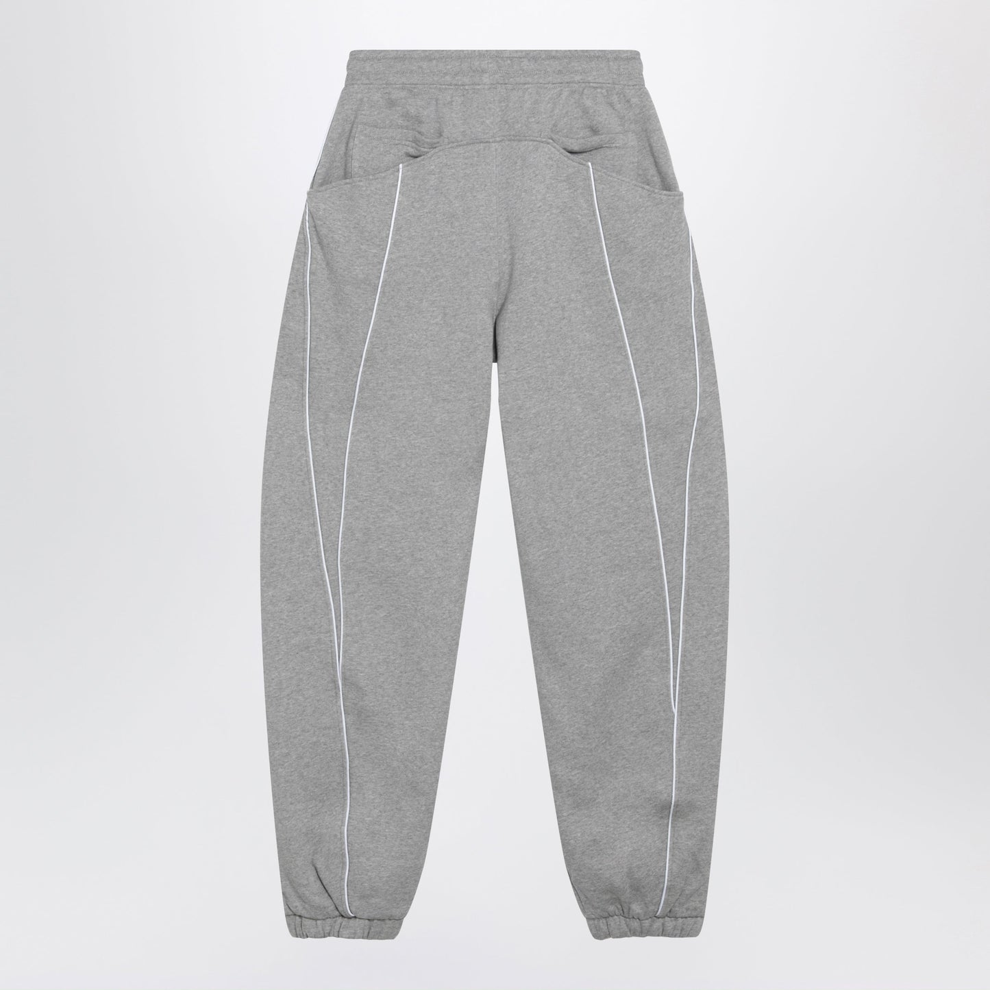 The Attico Long Jogger Pants In Melange Grey Cotton Jersey Women THE ATTICO