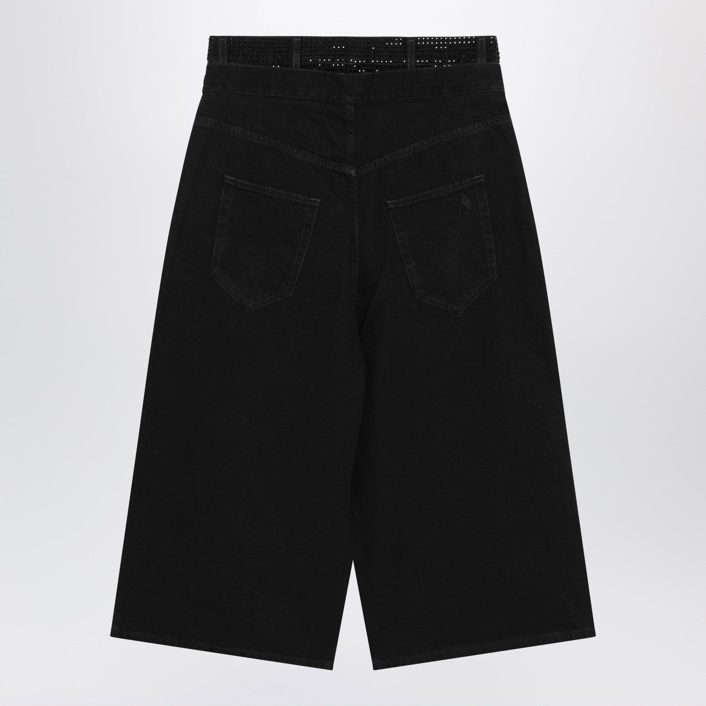 The Attico Wide-Leg Jeans In Black Denim With Crystals Women THE ATTICO