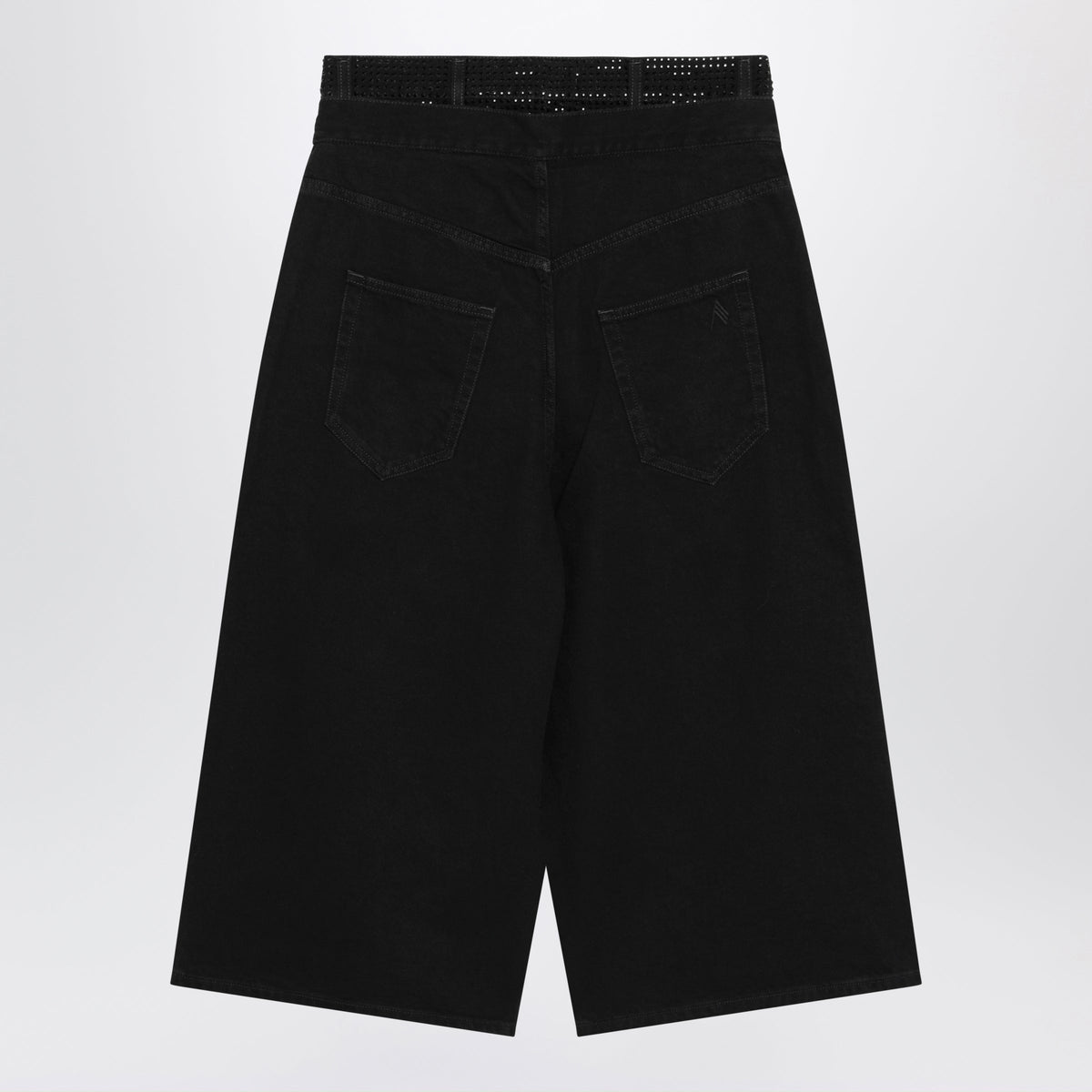 The Attico Wide-Leg Jeans In Black Denim With Crystals Women THE ATTICO
