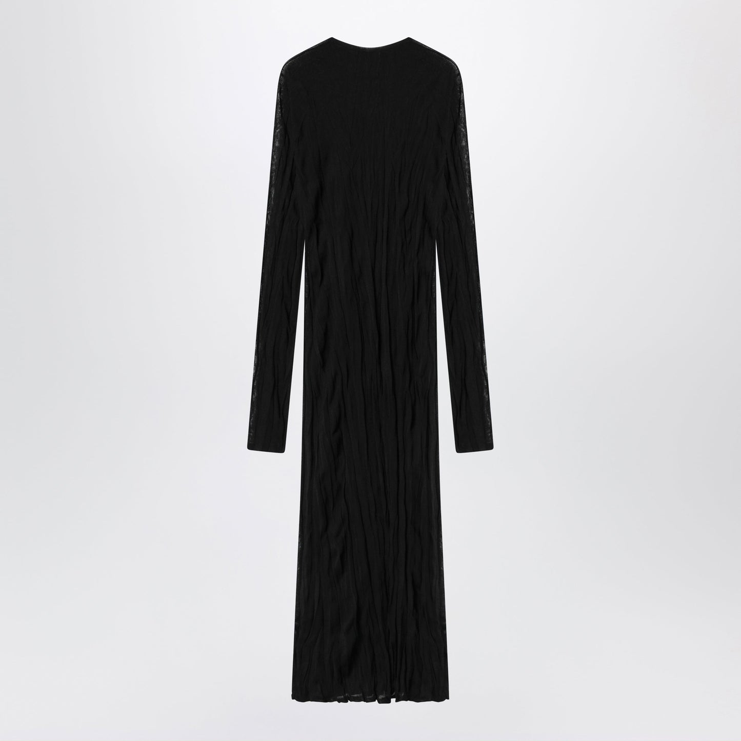 Toteme Crinkled Knit Maxi Dress With Long Sleeves In Black Women TOTEME
