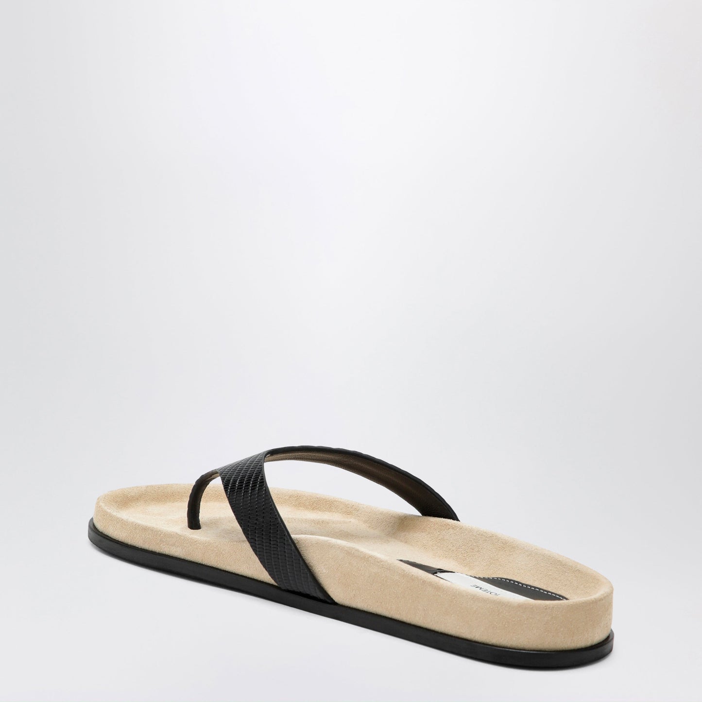 Toteme Beige/Black Lizard-Effect Leather Flip-Flops Women TOTEME