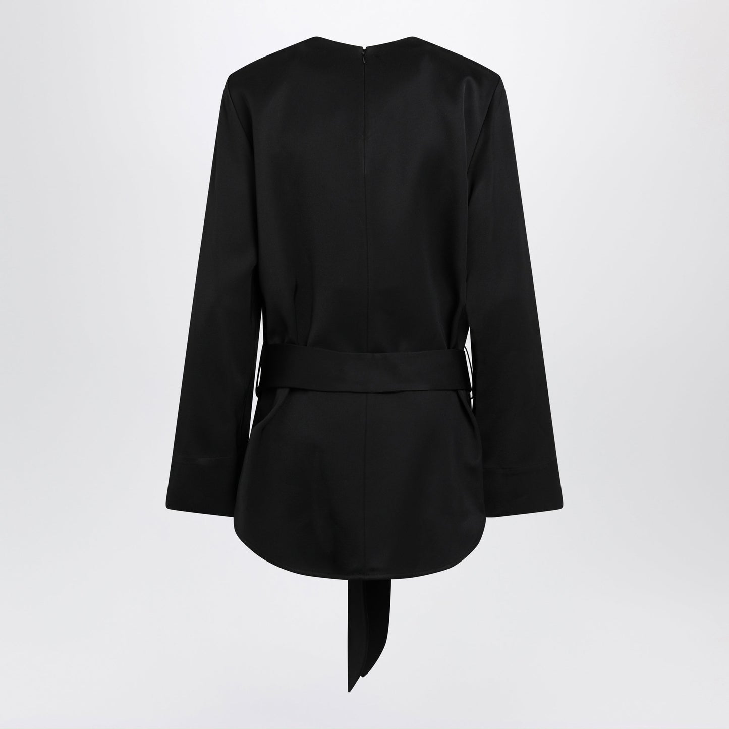 Toteme Heavy Satin Tunic With Belt In Black Women TOTEME