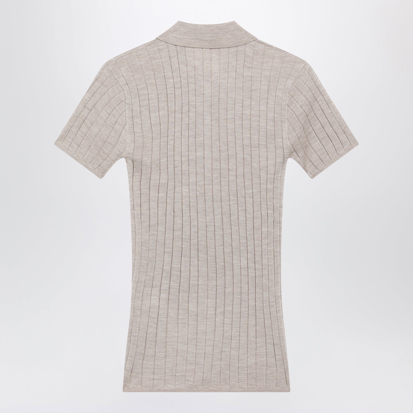 Toteme Greige Ribbed Cashmere And Silk Polo Women TOTEME