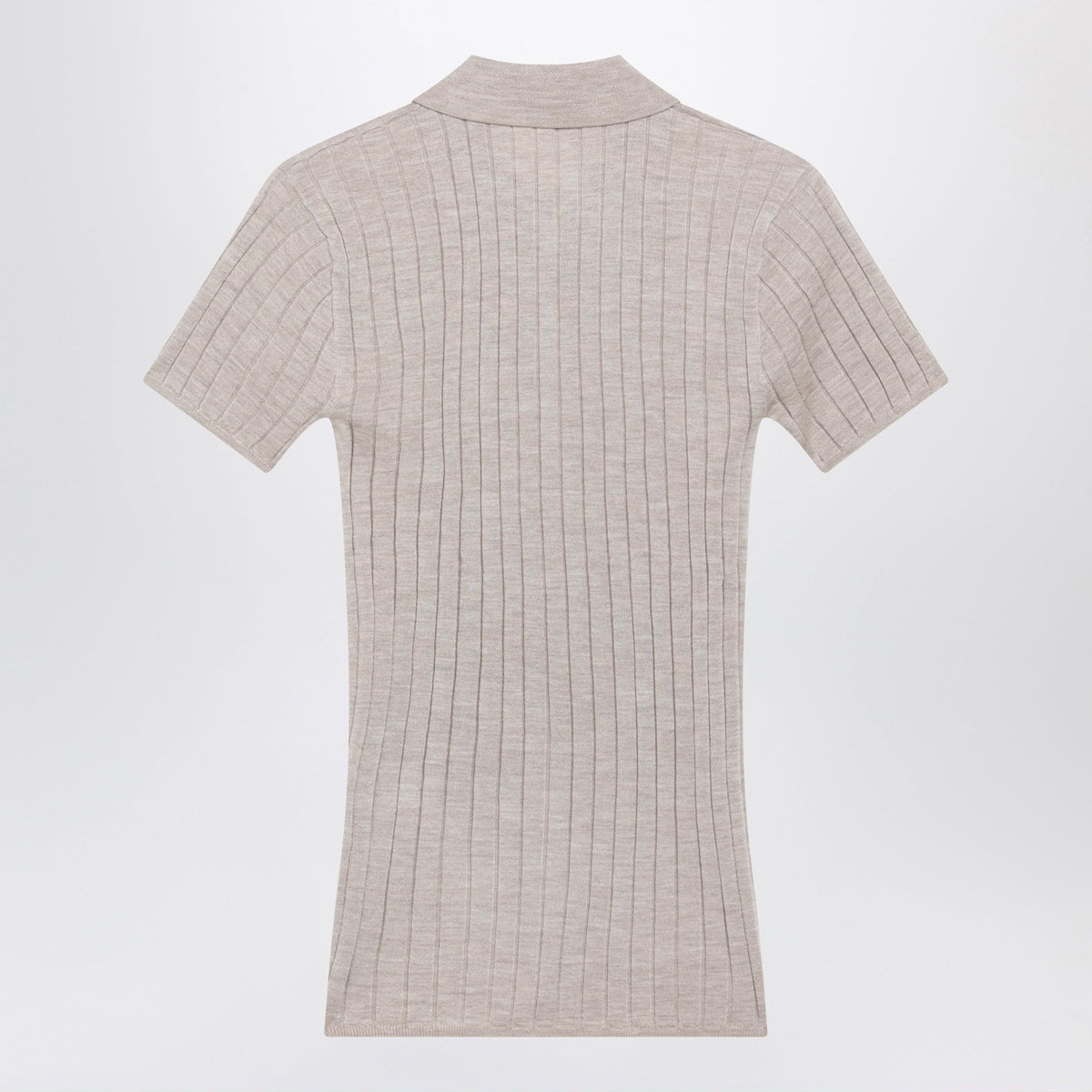 Toteme Greige Ribbed Cashmere And Silk Polo Women TOTEME