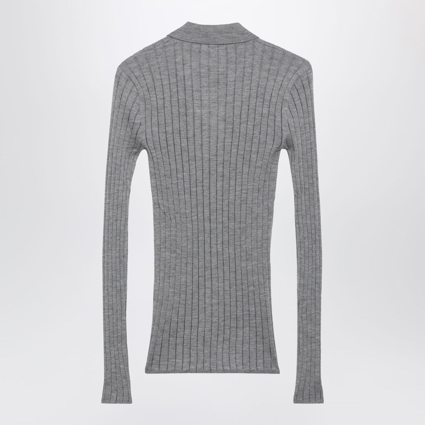Toteme Slim Ribbed Shirt In Grey Melange Cashmere And Silk Women TOTEME