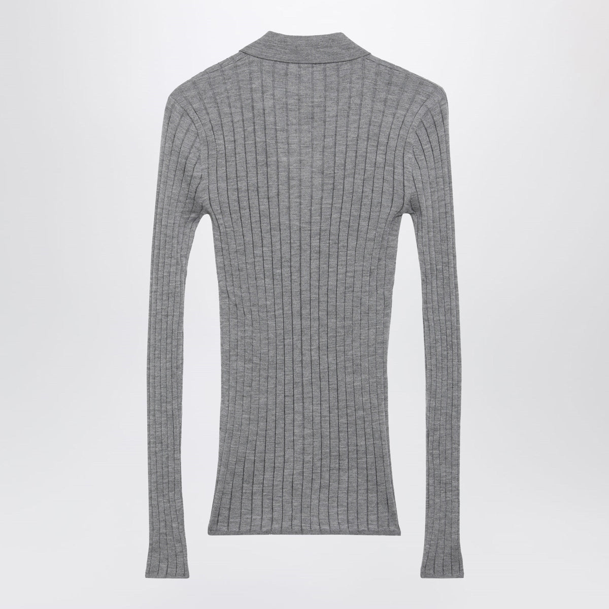 Toteme Slim Ribbed Shirt In Grey Melange Cashmere And Silk Women TOTEME