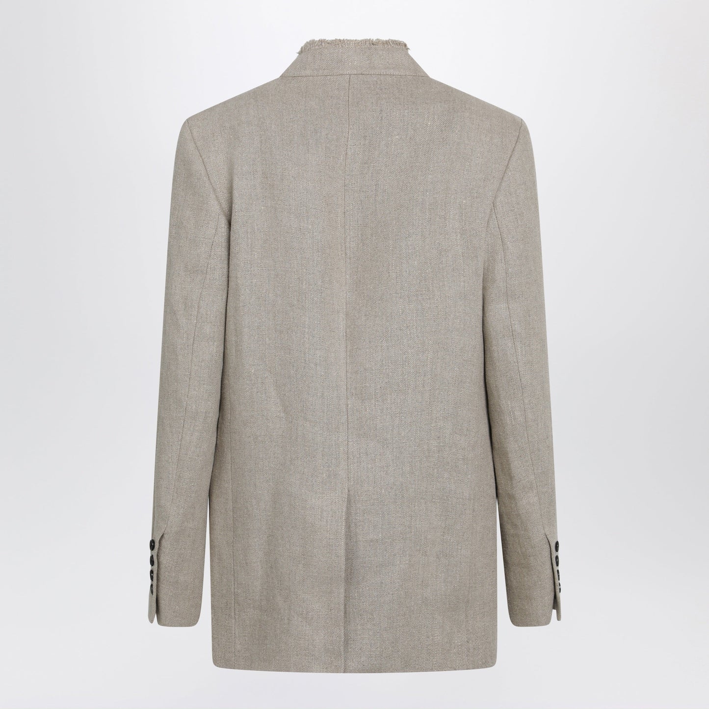 Toteme Beige Frayed-Lapel Natural Linen Blazer Women TOTEME