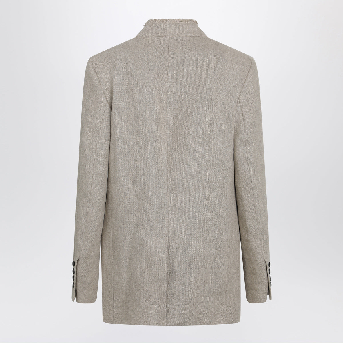 Toteme Beige Frayed-Lapel Natural Linen Blazer Women TOTEME