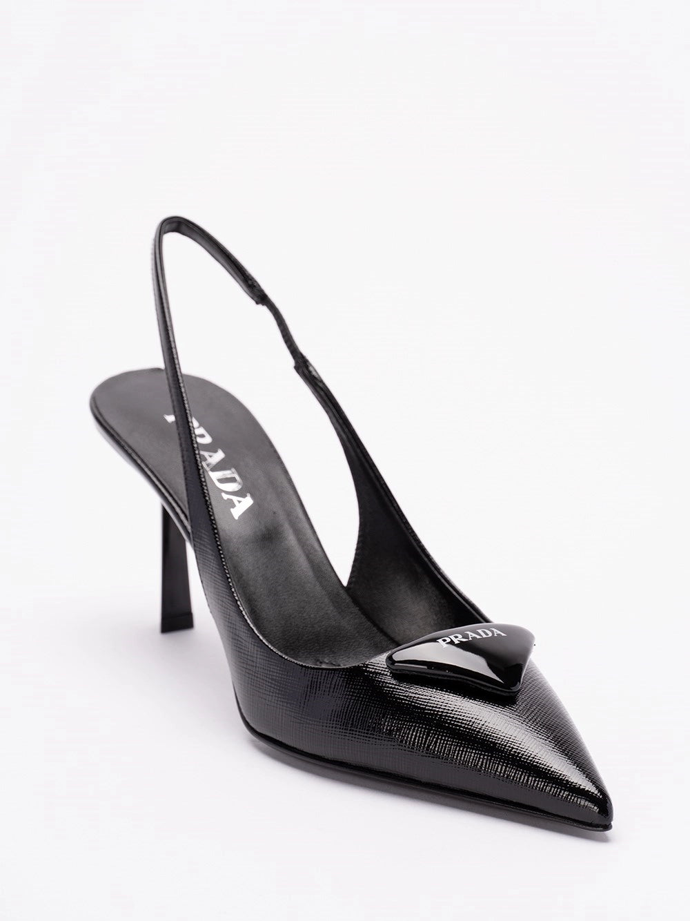 Prada Women Saffiano Patent Leather Slingback Pumps