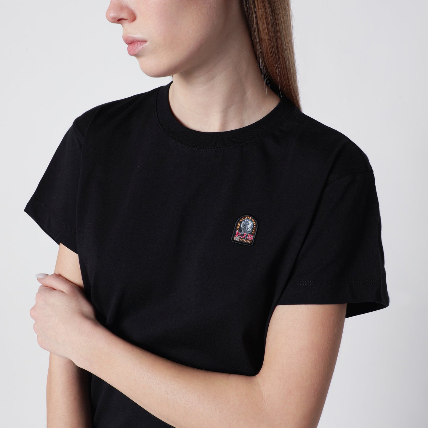 Parajumpers Black Cotton T-Shirt With Logo Patch Women PARAJUMPERS