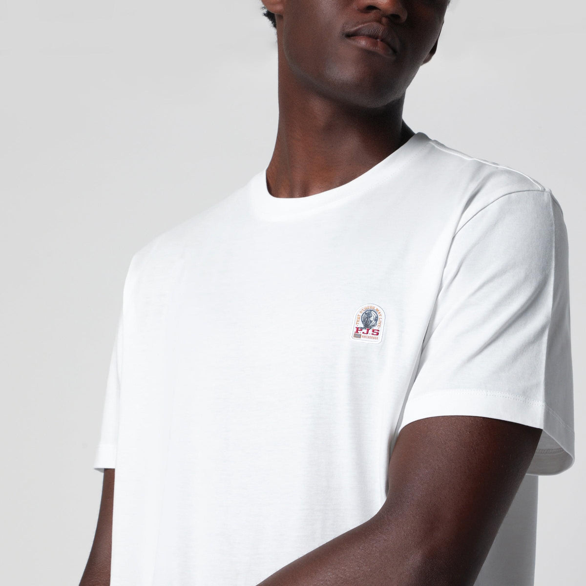 Parajumpers White Cotton T-Shirt With Logo Patch Men PARAJUMPERS