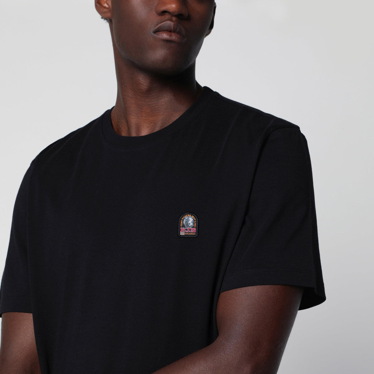 Parajumpers Black Cotton T-Shirt With Logo Patch Men PARAJUMPERS