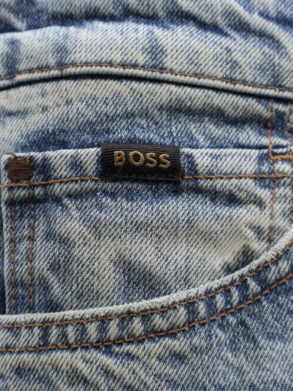 Boss Men Cotton Jeans With Back Suede Logo Patch BOSS