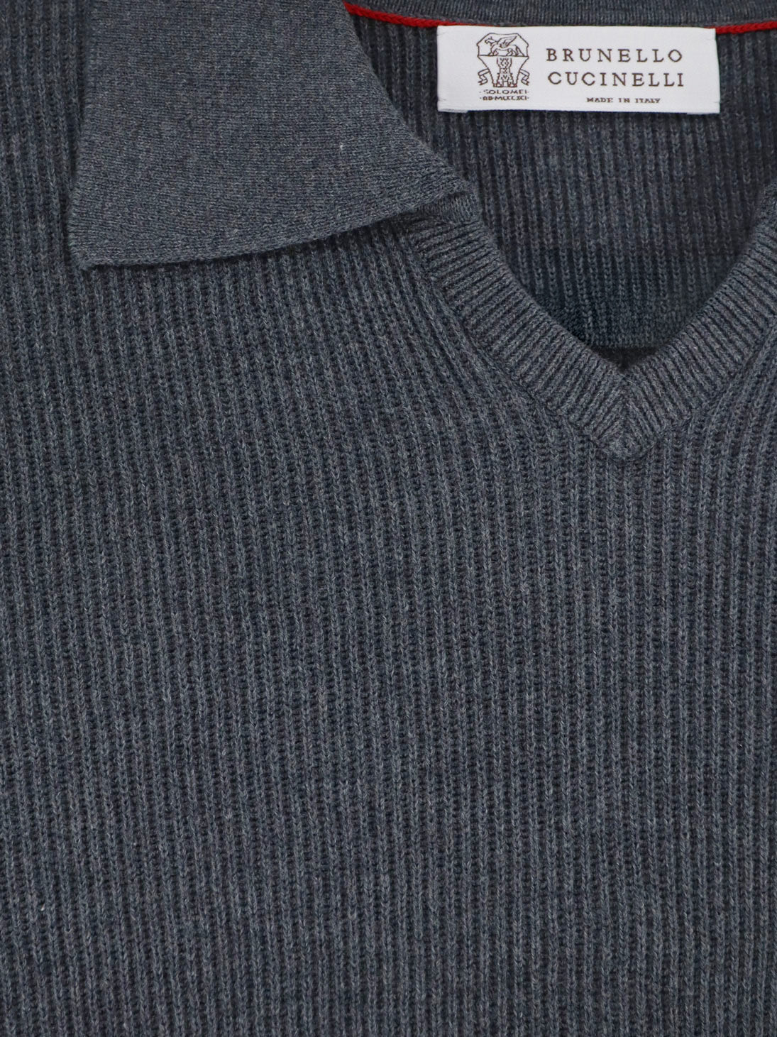 Brunello Cucinelli Men Cotton Polo Shirt With Ribbed Knit BRUNELLO CUCINELLI