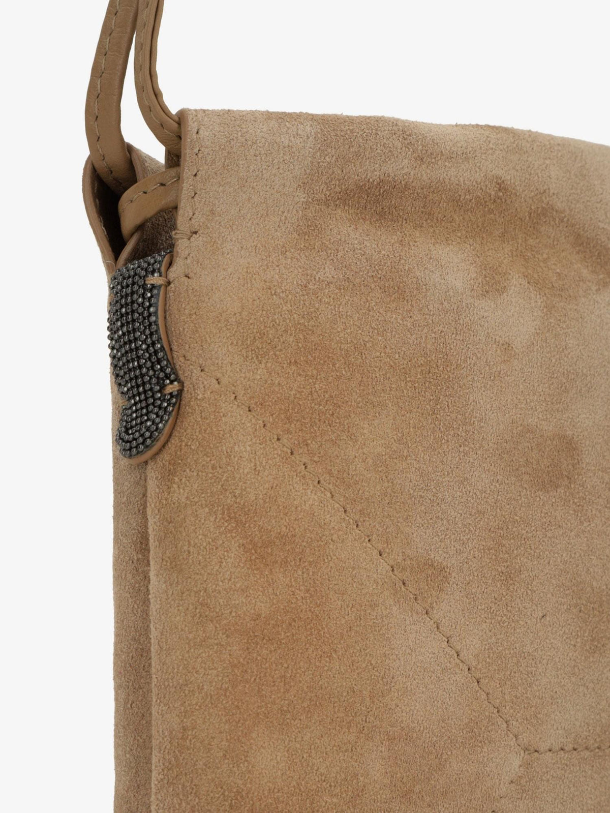 Brunello Cucinelli Women Suede Shoulder Bag With Logo On The Front BRUNELLO CUCINELLI