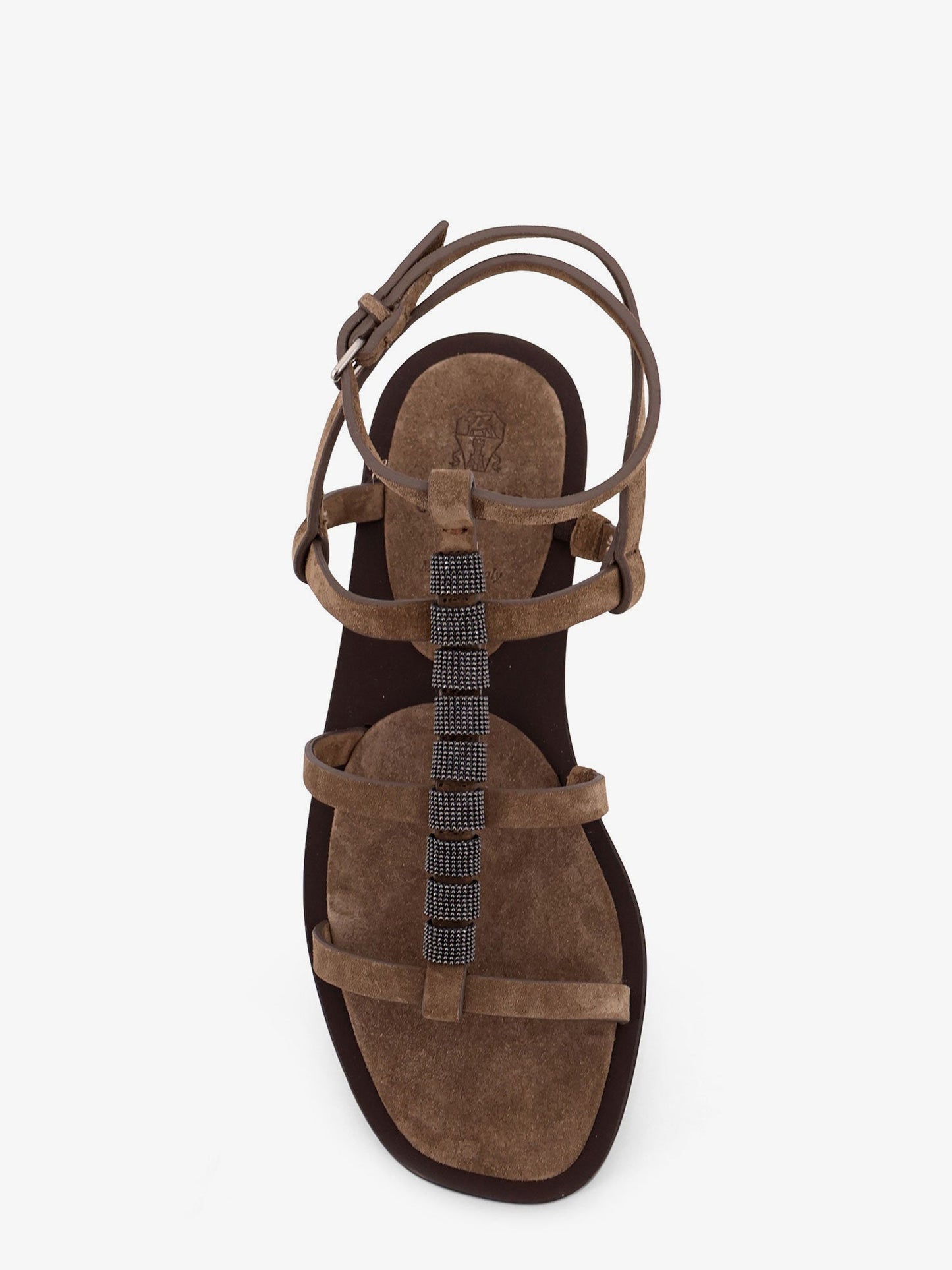 Brunello Cucinelli Women Suede Sandals With Monili Details BRUNELLO CUCINELLI